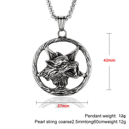 Viking Wolf Head Stainless Steel Pendant