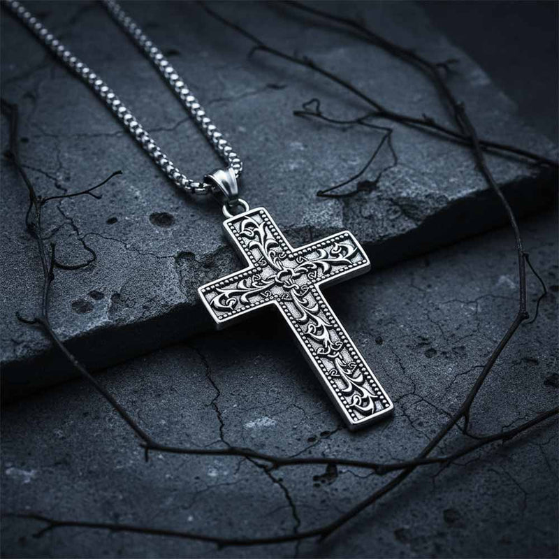 Vine Cross Stainless Steel Pendant