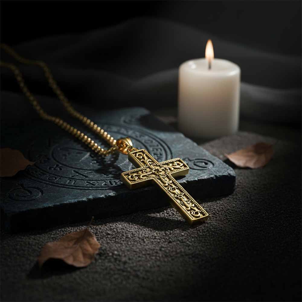 Vine Cross Stainless Steel Pendant
