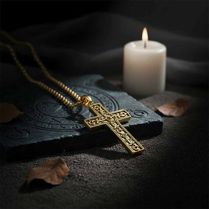 Vine Cross Stainless Steel Pendant