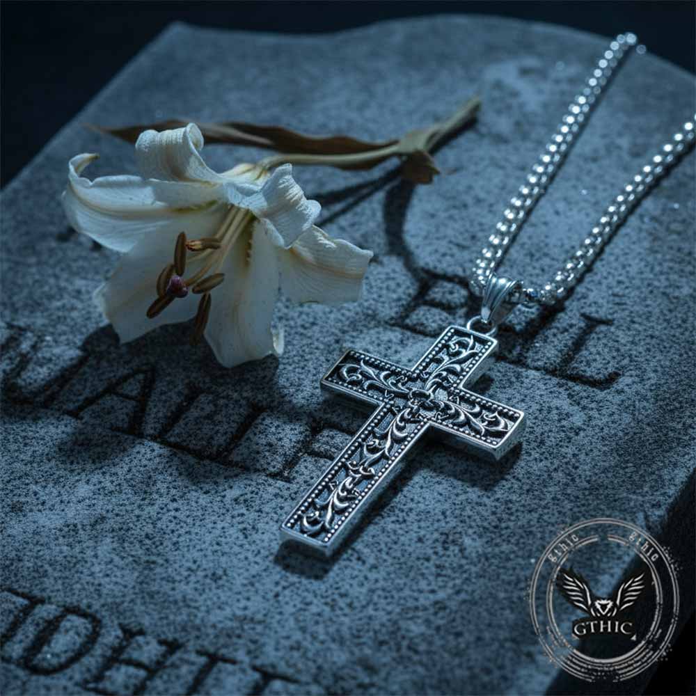 Vine Cross Stainless Steel Pendant