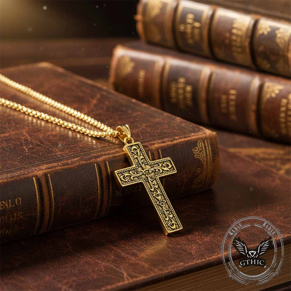 Vine Cross Stainless Steel Pendant