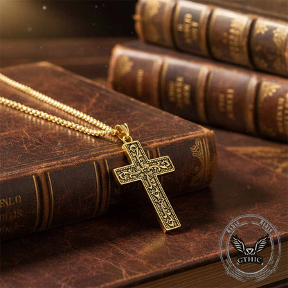 Vine Cross Stainless Steel Pendant