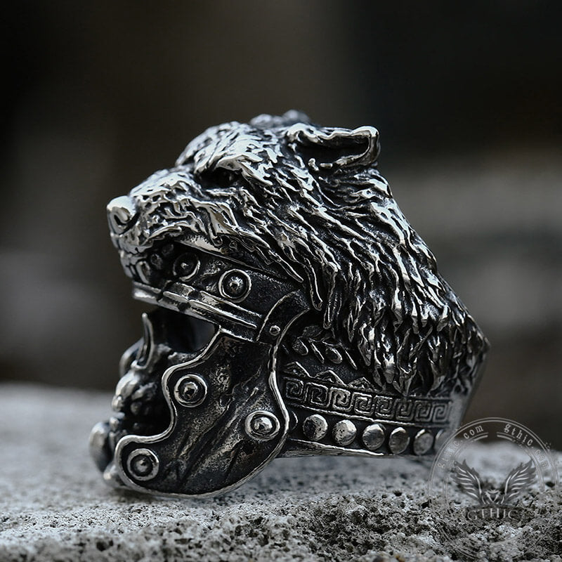 Warrior Wolf Head Stainless Steel Skull Ring
