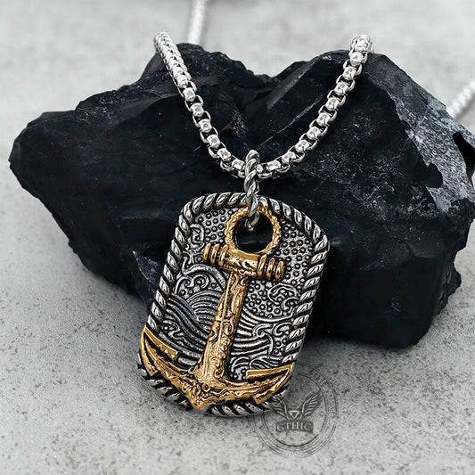 Wave Anchor Stainless Steel Pendant
