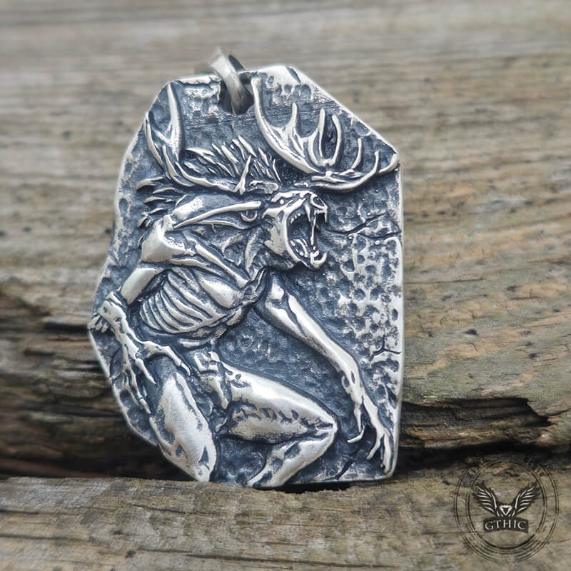 Wendigo Skull Sterling Silver Pendant