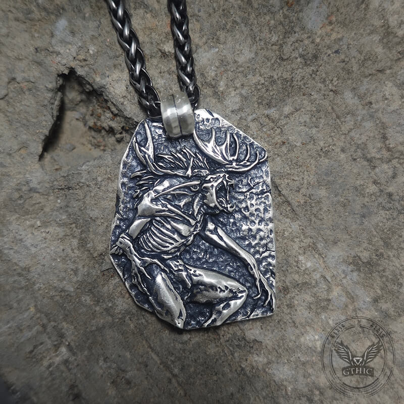 Wendigo Skull Sterling Silver Pendant