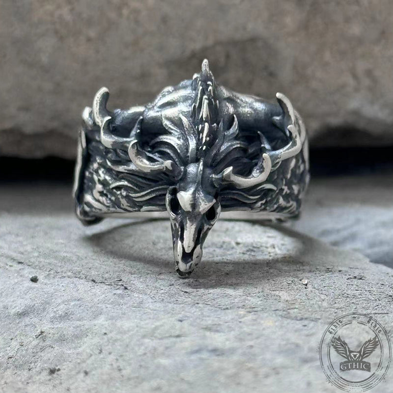 Wendigo Skull Sterling Silver Ring