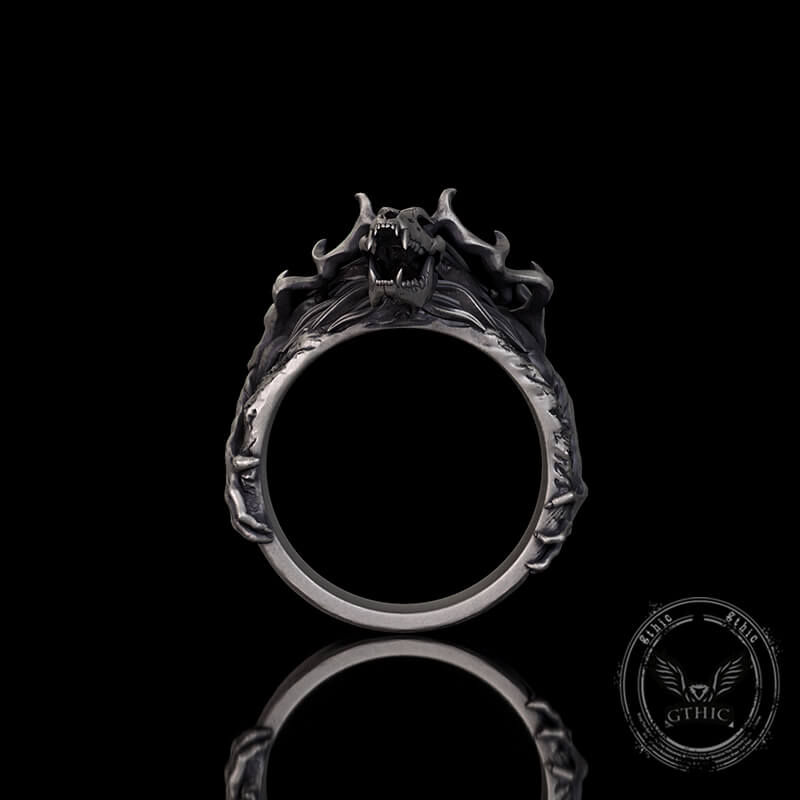 Wendigo Skull Sterling Silver Ring
