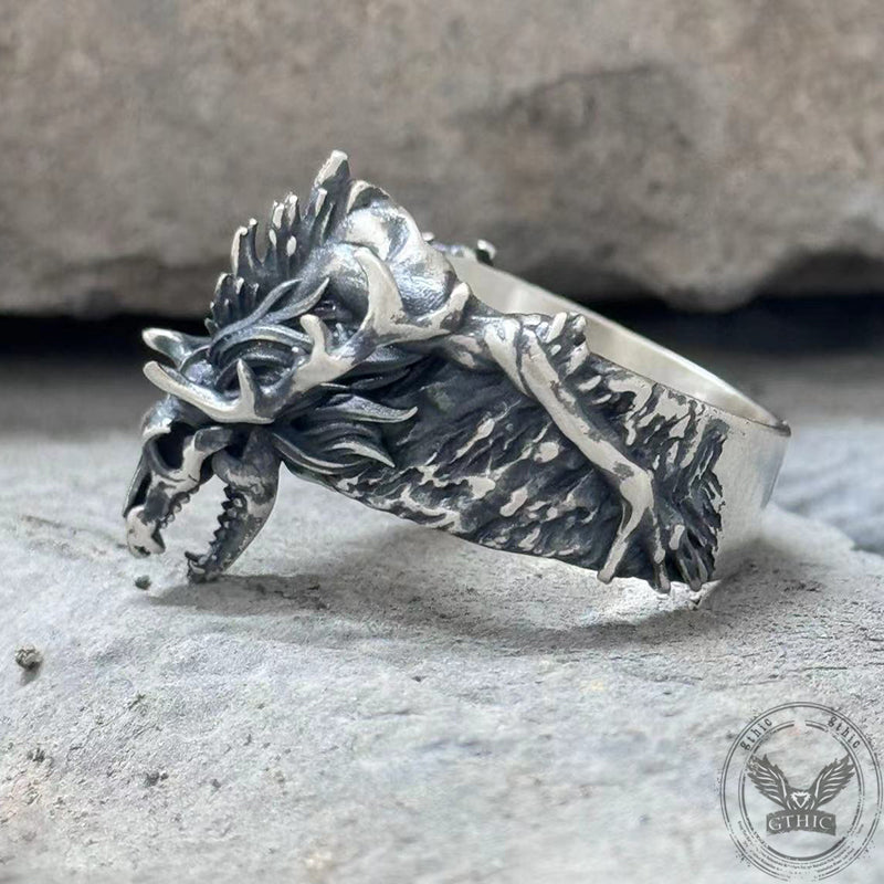 Wendigo Skull Sterling Silver Ring