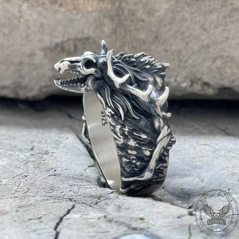 Wendigo Skull Sterling Silver Ring