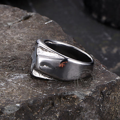 White Shell Cross Stainless Steel Ring