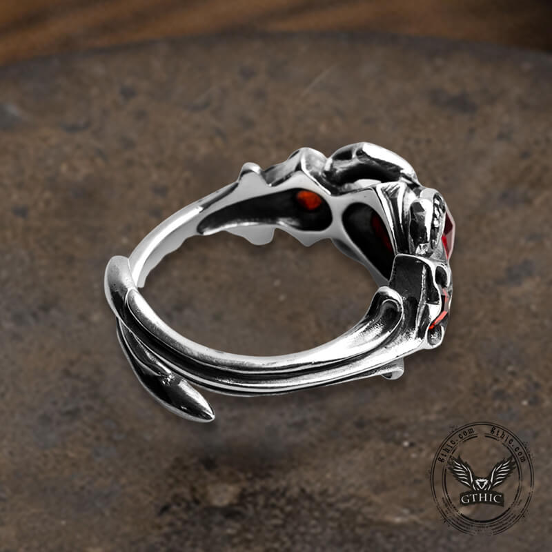 Zircon Sterling Silver Adjustable Gothic Ring