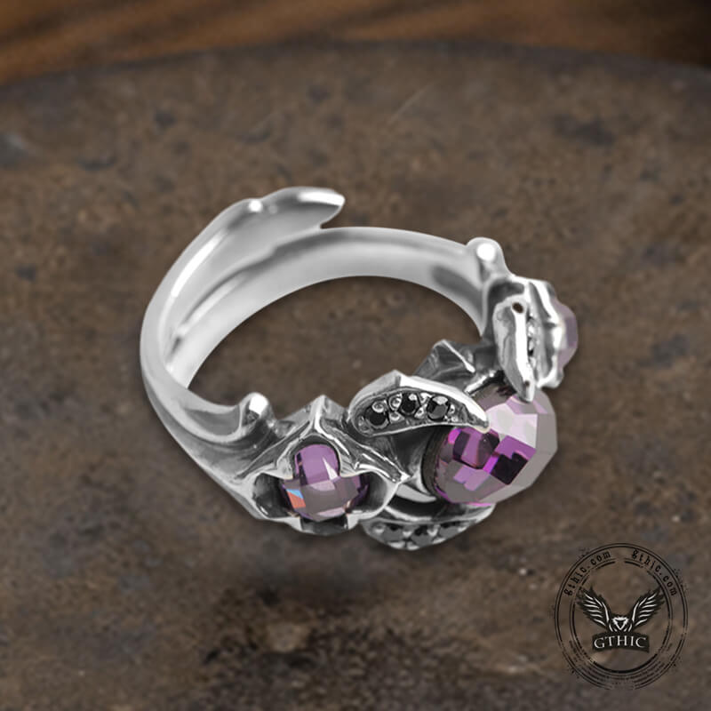 Zircon Sterling Silver Adjustable Gothic Ring