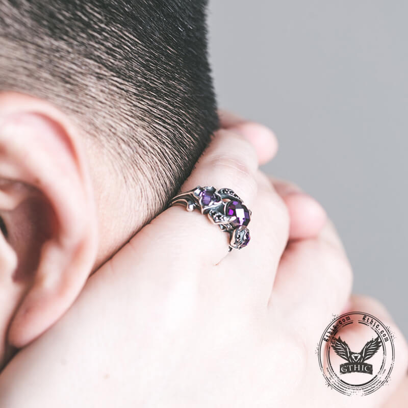 Zircon Sterling Silver Adjustable Gothic Ring