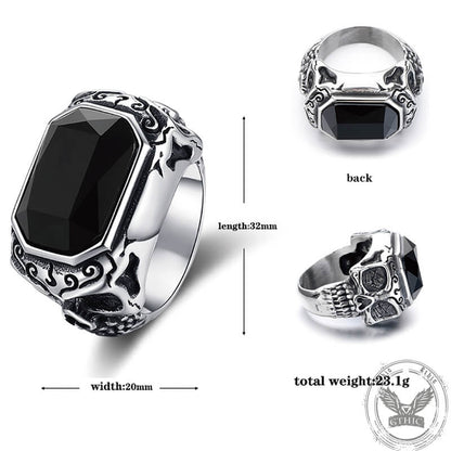 Zirconia Demon Eye Stainless Steel Skull Ring