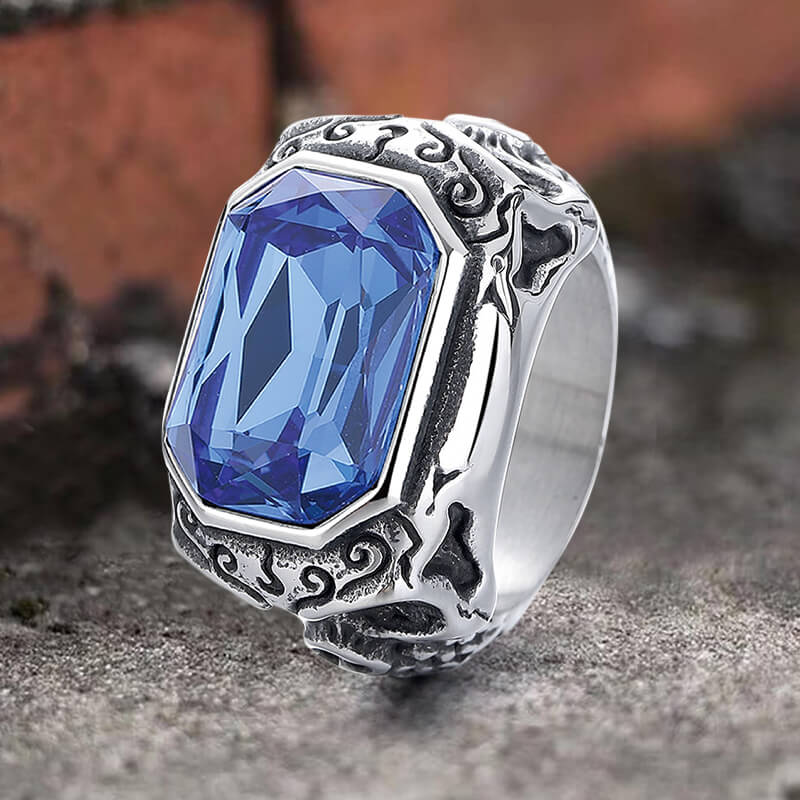 Zirconia Demon Eye Stainless Steel Skull Ring