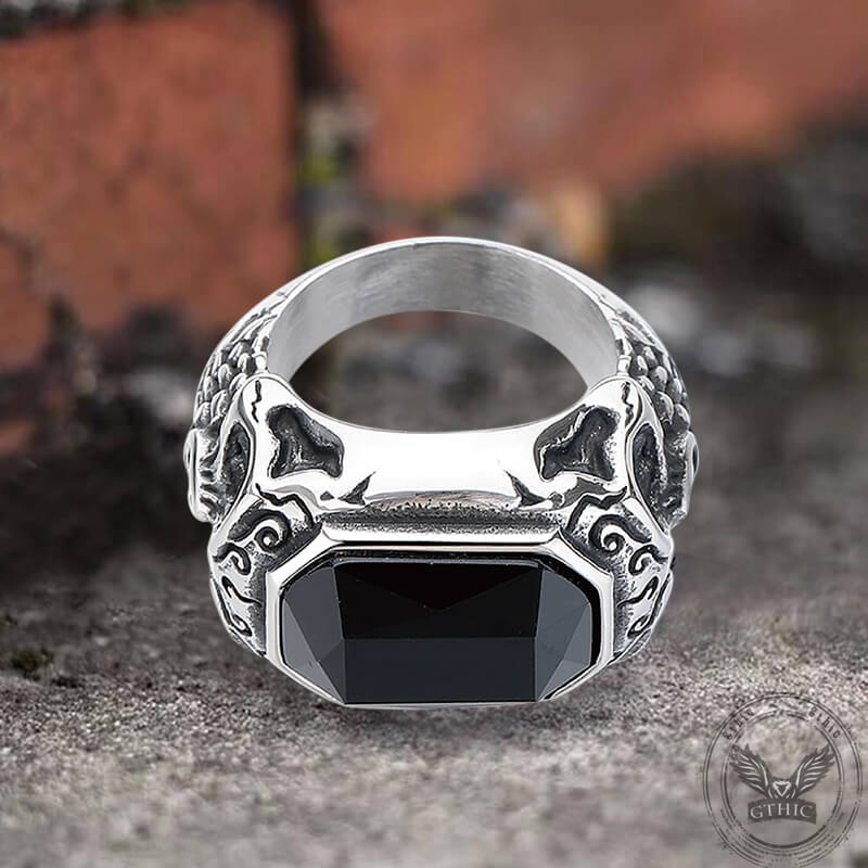 Zirconia Demon Eye Stainless Steel Skull Ring