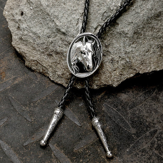 Western Horse Head Alloy Bolo Tie