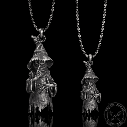 Wicked Wizard Sterling Silver Skull Pendant