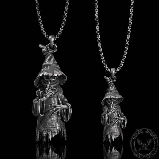 Wicked Wizard Sterling Silver Skull Pendant
