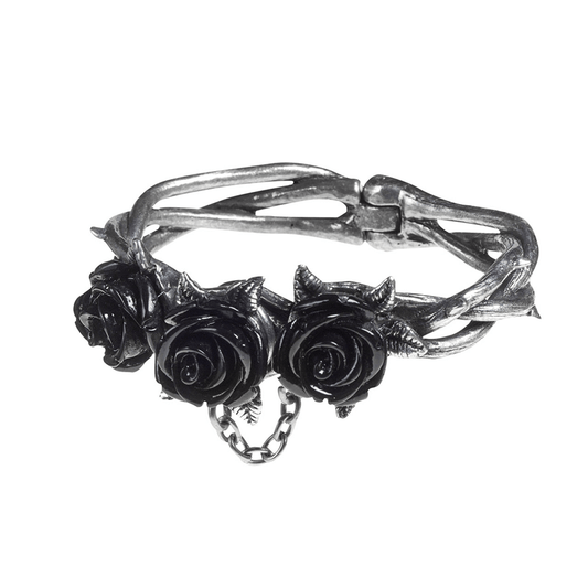 Wild Black Rose Bracelet With Thorny Vine Design