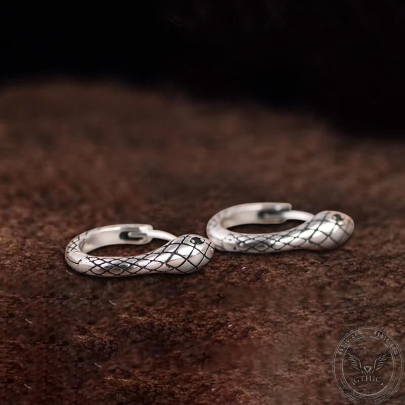 Wild Snake Sterling Silver Hoop Earrings