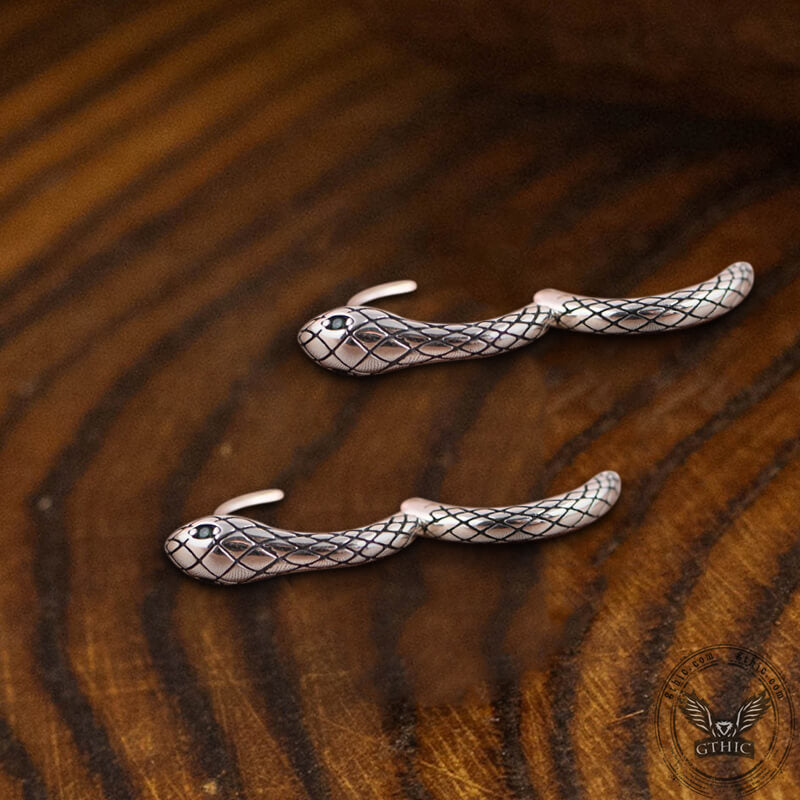 Wild Snake Sterling Silver Hoop Earrings