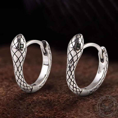 Wild Snake Sterling Silver Hoop Earrings