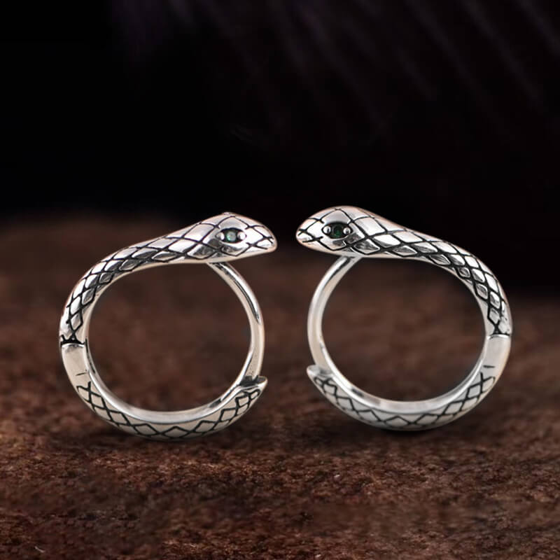 Wild Snake Sterling Silver Hoop Earrings