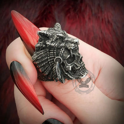 Wolf Head Stainless Steel Skull Ring