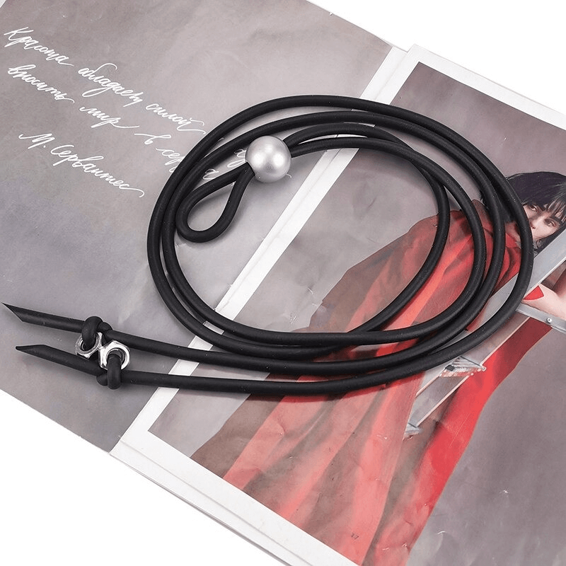 Long Necklace With Pearl and Screws / Punk Style Adjustable Rubber Accessories
