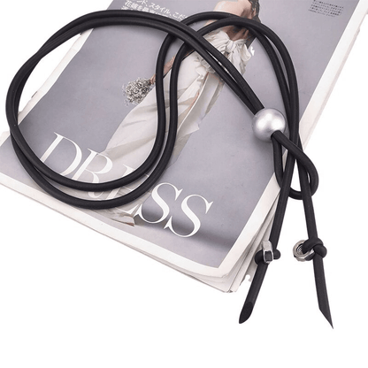 Long Necklace With Pearl and Screws / Punk Style Adjustable Rubber Accessories
