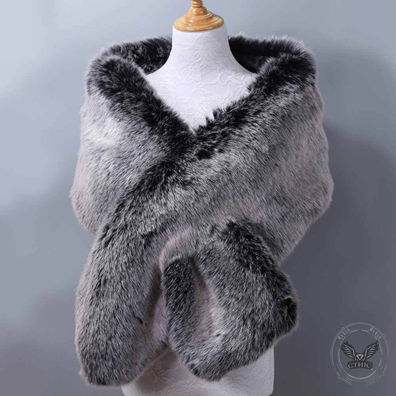 Faux Fur Evening Dress Plush Long Shawl