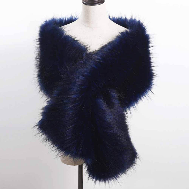 Faux Fur Evening Dress Plush Long Shawl