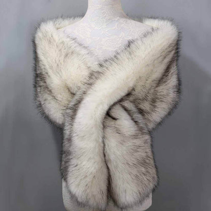 Faux Fur Evening Dress Plush Long Shawl