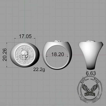 Wreath Skull Memento Mori Letters Sterling Silver Ring