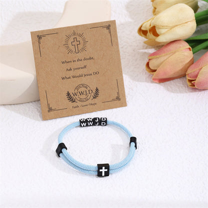 Wwjd Letter Cross Adjustable Nylon Bracelet