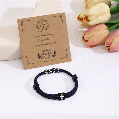 Wwjd Letter Cross Adjustable Nylon Bracelet
