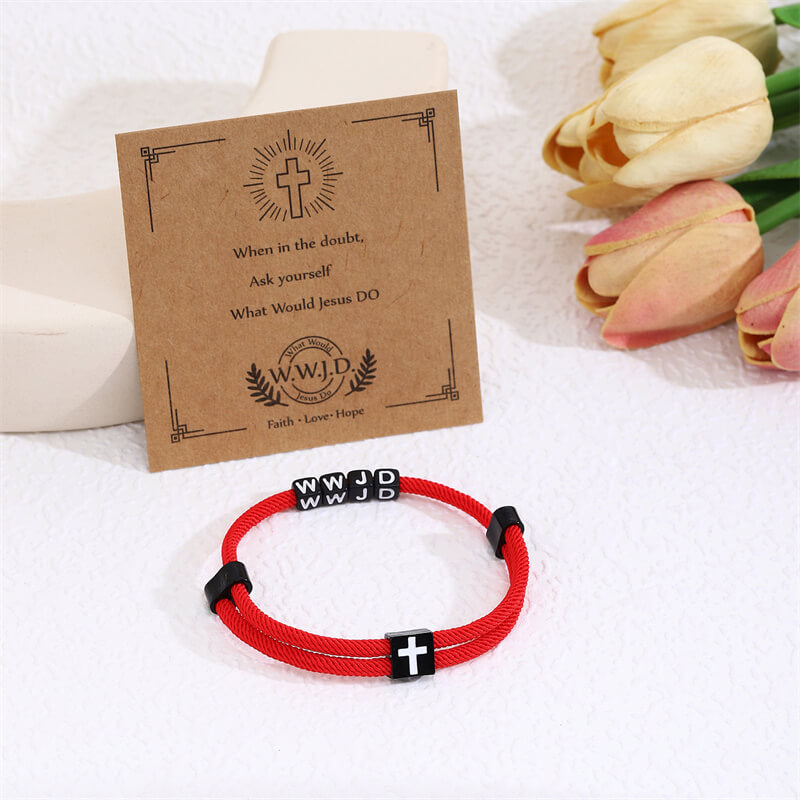 Wwjd Letter Cross Adjustable Nylon Bracelet