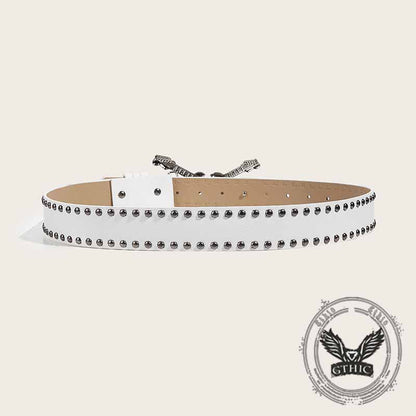 Y2k Double Guitar Buckle Rivet Pu Leather Belt