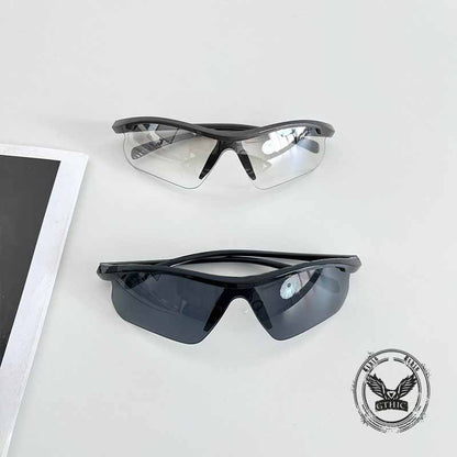 Y2k Half-frame Uv-proof Outdoor Punk Pc Sunglasses