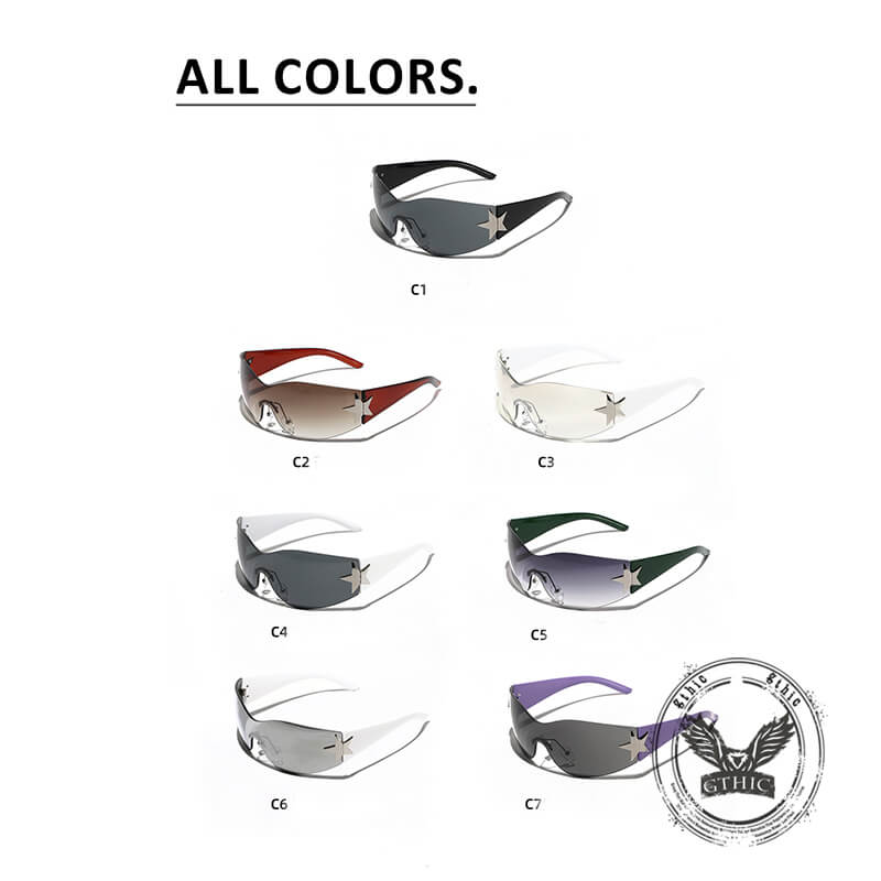 Y2k One-piece Frameless Star Cycling Pc Sunglasses