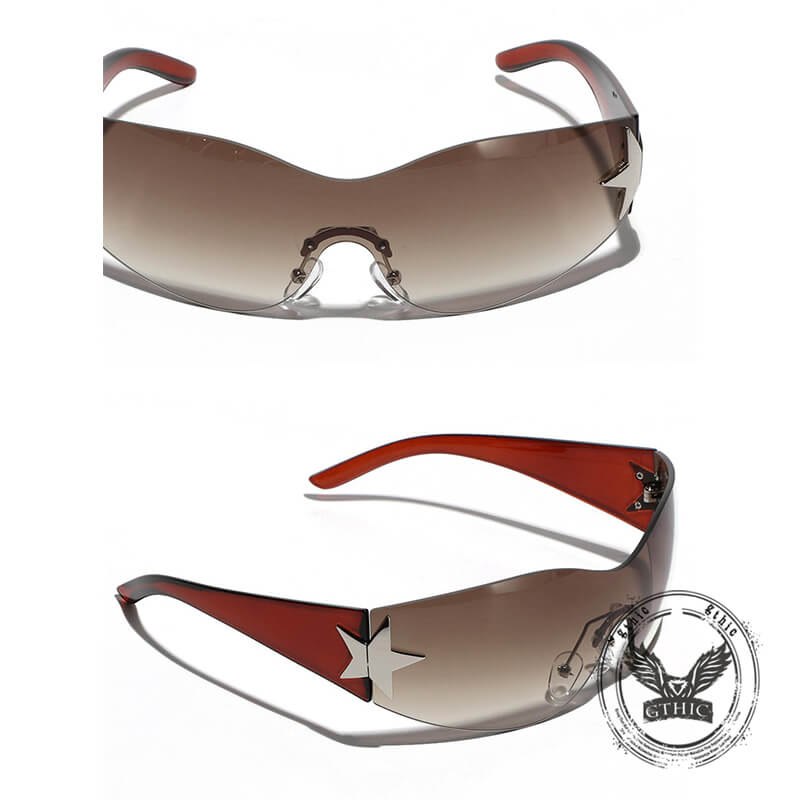 Y2k One-piece Frameless Star Cycling Pc Sunglasses