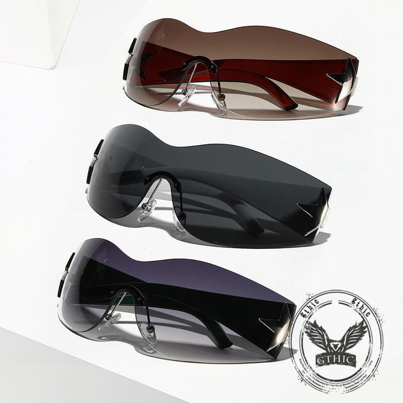 Y2k One-piece Frameless Star Cycling Pc Sunglasses