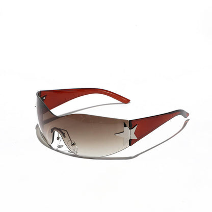 Y2k One-piece Frameless Star Cycling Pc Sunglasses