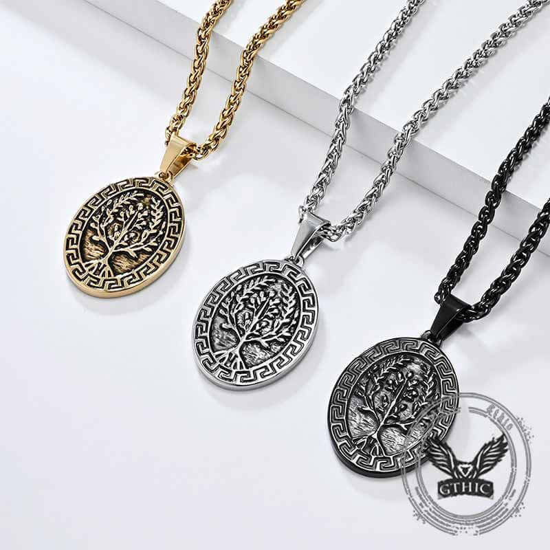 Yggdrasil Great Wall Pattern Stainless Steel Pendant
