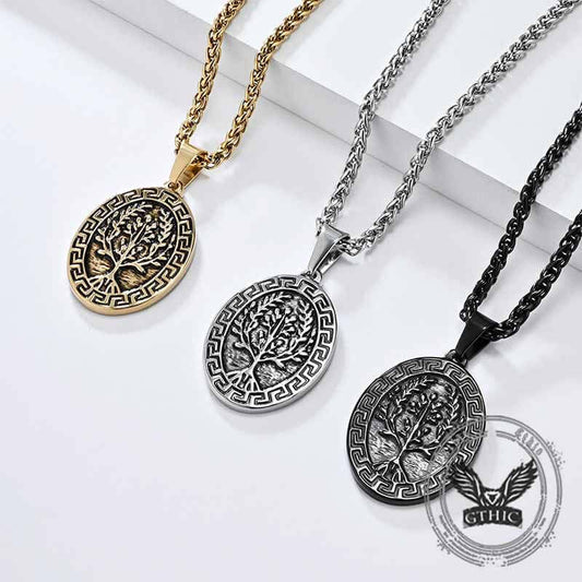 Yggdrasil Great Wall Pattern Stainless Steel Pendant